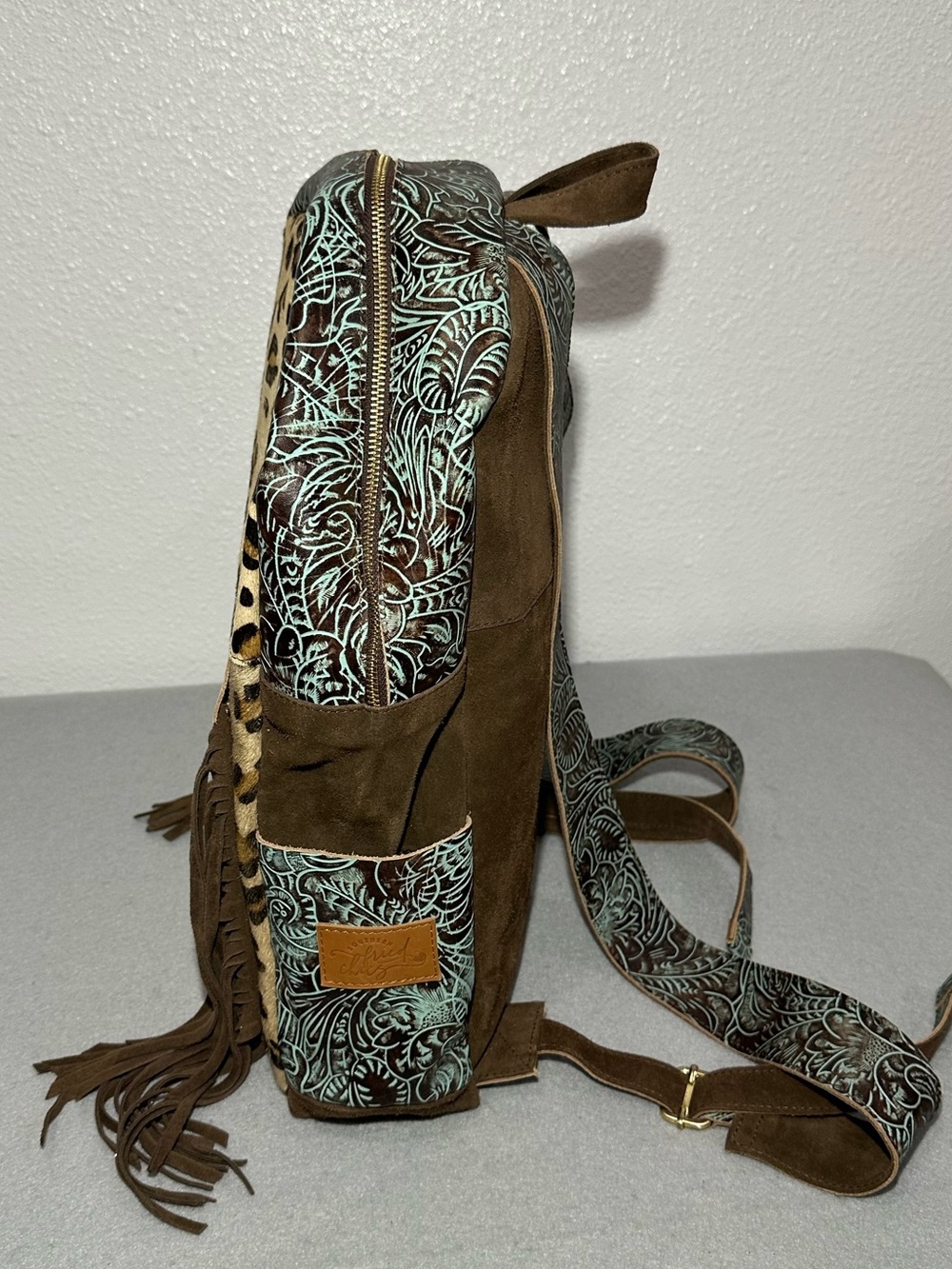 Southern Fried Chics Handcrafted Western-Style Leather Backpack View 4
